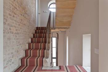 Interior of stairs in private house.