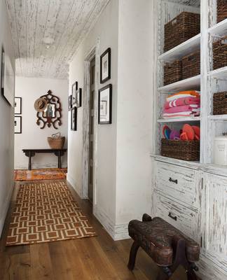 Hallway interior in private house in ethnic style.