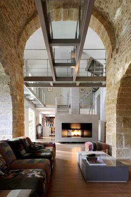 Loft style in country house.