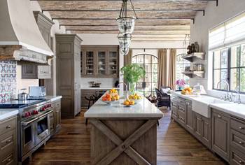 Kitchen interior in cottage in loft style.