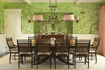 Interior design of dining room in private house in oriental style.