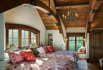 Interior of country house in Craftsman style.