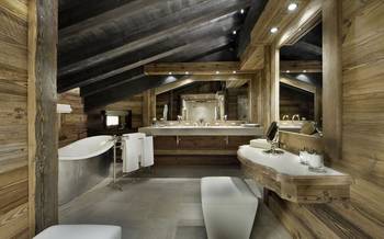 Beautiful interior of bathroom in country house.