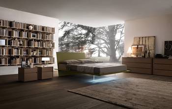Interior design of library in country house in contemporary style.