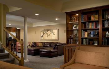 Interior design of library in private house in renaissance style.