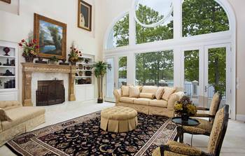 Photo of ottoman in private house interior.
