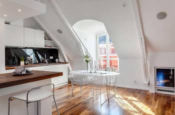 Attic example in private house in scandinavian style.