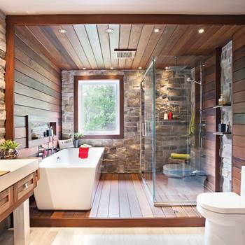Design of bathroom in private house in contemporary style.