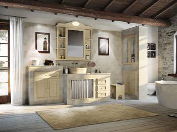 Design of bathroom in house in artistic style.