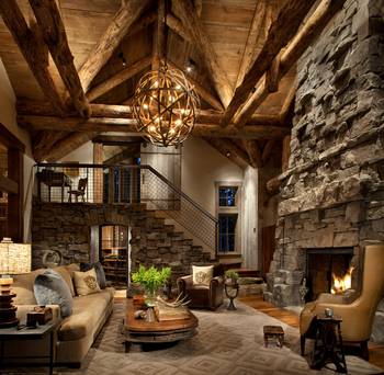 Chalet style in country house.