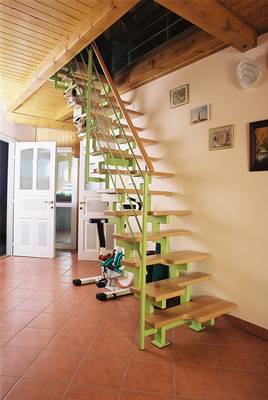 Stairs in cottage in artistic style.