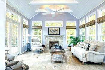 Blue color interior in country house.