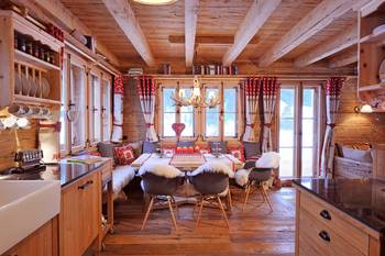 Dining room example in private house in Chalet style.