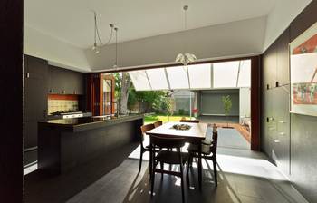 Beautiful design of kitchen in house in contemporary style.