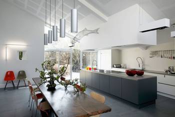 Option of kitchen in private house in contemporary style.