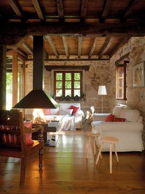  interior in cottage in Mediterranean style.