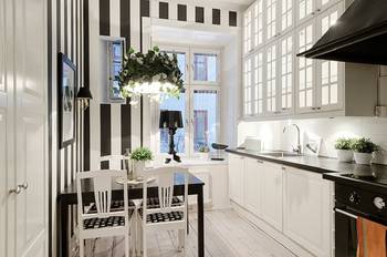 Beautiful design of kitchen in cottage in contemporary style.