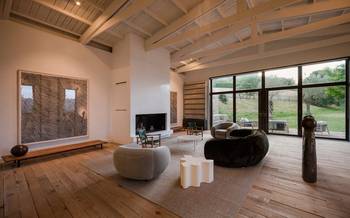 Studio design in private house in contemporary style.