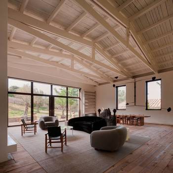 Interior design of studio in country house.