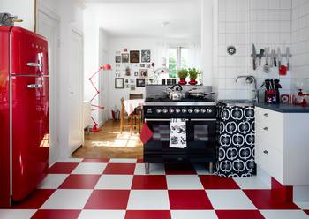 Photo of kitchen in private house in scandinavian style.