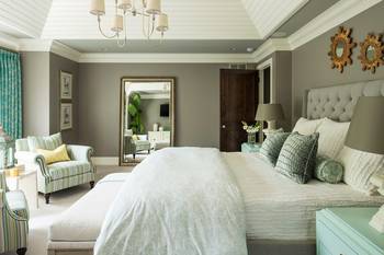Interior design of bedroom in country house.
