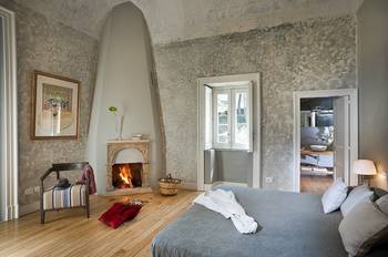 Grey color interior in country house.
