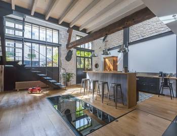 Loft style in country house.