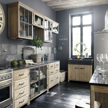 Beautiful design of kitchen in private house in scandinavian style.