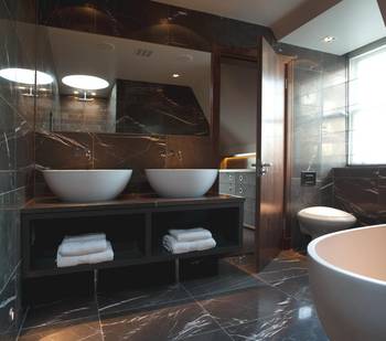 Interior of bathroom in private house.
