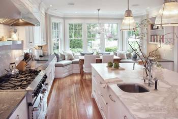 Interior design of kitchen in country house.