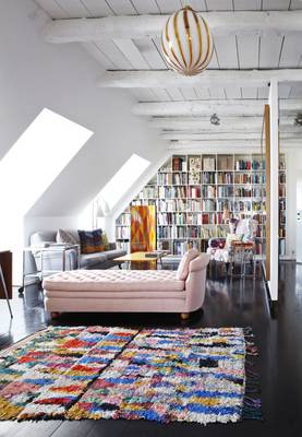 Option of attic in house in artistic style.